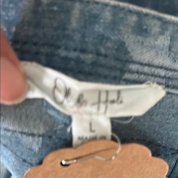 Oli & Hali Blue Star Pattern Denim Top Sz L - Picture 11 of 11